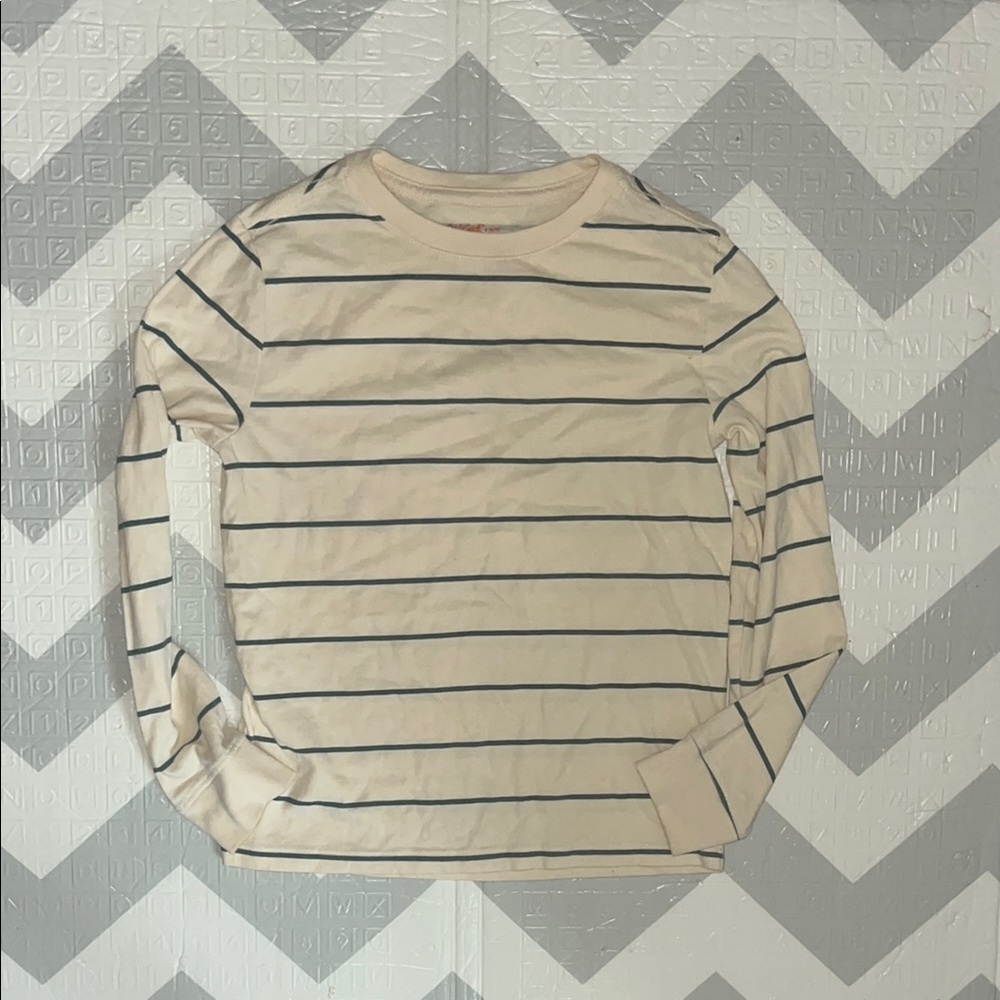 Striped Cream and Black boys Shirt small 6/7